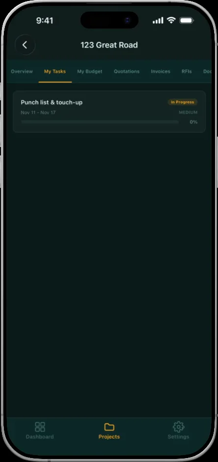 CPro360 subcontractor and GC portal on a phone